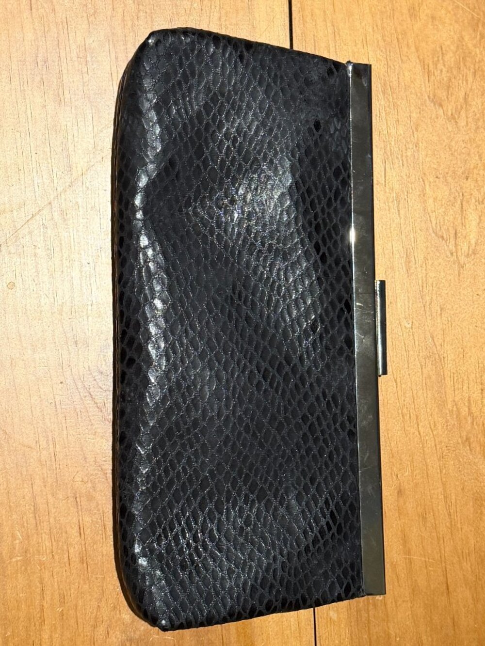 ALDO Black Snake-Embossed Faux Leather Clutch Bag